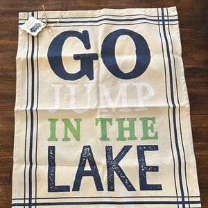Mud Pie Lake-Inspired Bath Towel - Navy, White, and Green